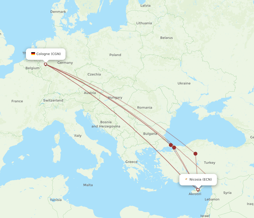 ECN-CGN flight routes