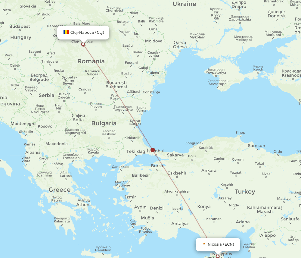 ECN-CLJ flight routes