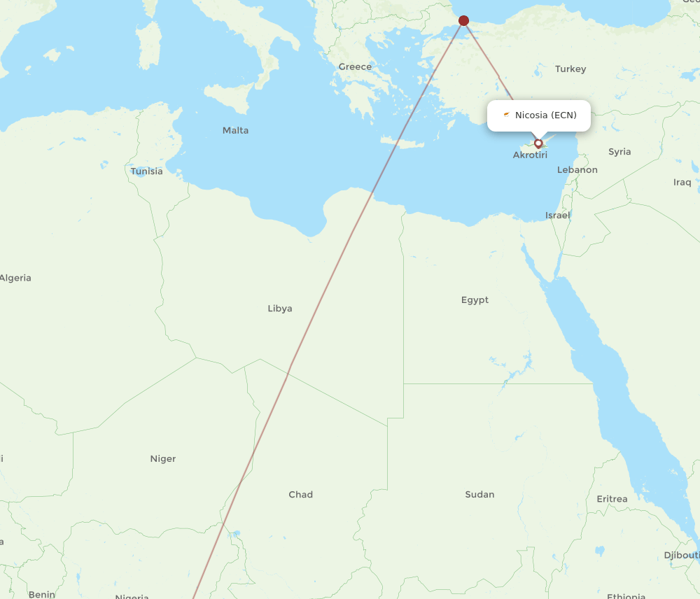 ECN-DLA flight routes