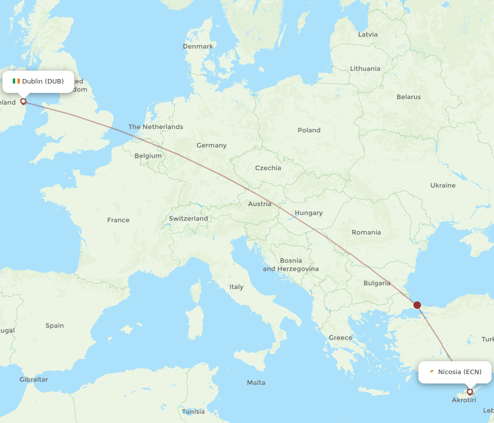 ECN-DUB flight routes