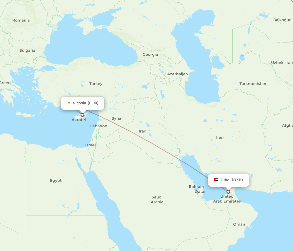 ECN-DXB flight routes