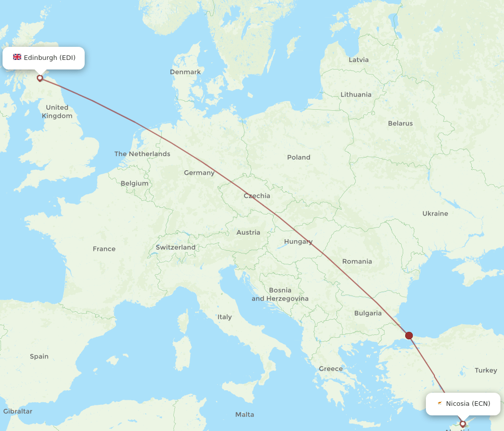 ECN-EDI flight routes