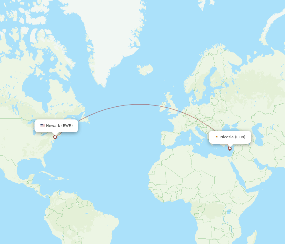 ECN-EWR flight routes