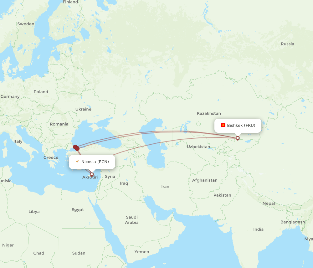 ECN-FRU flight routes