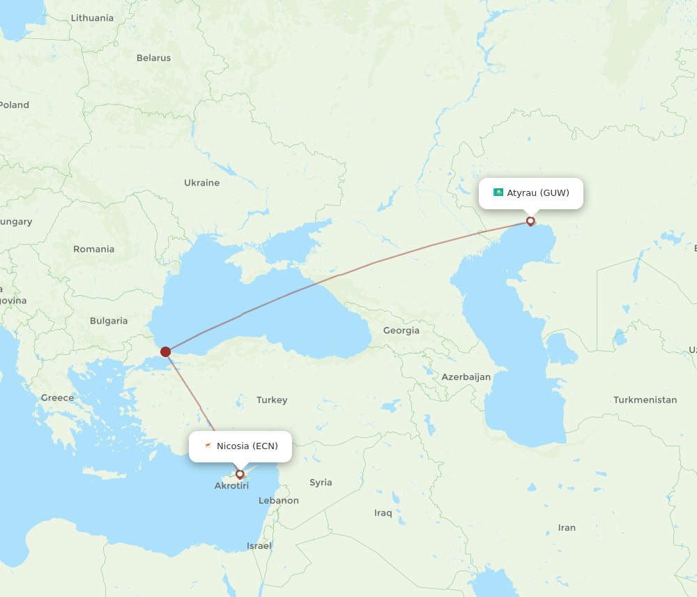 ECN-GUW flight routes
