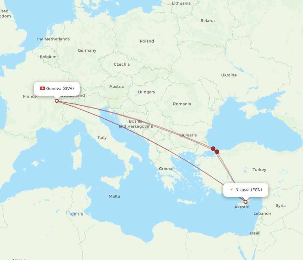 ECN-GVA flight routes