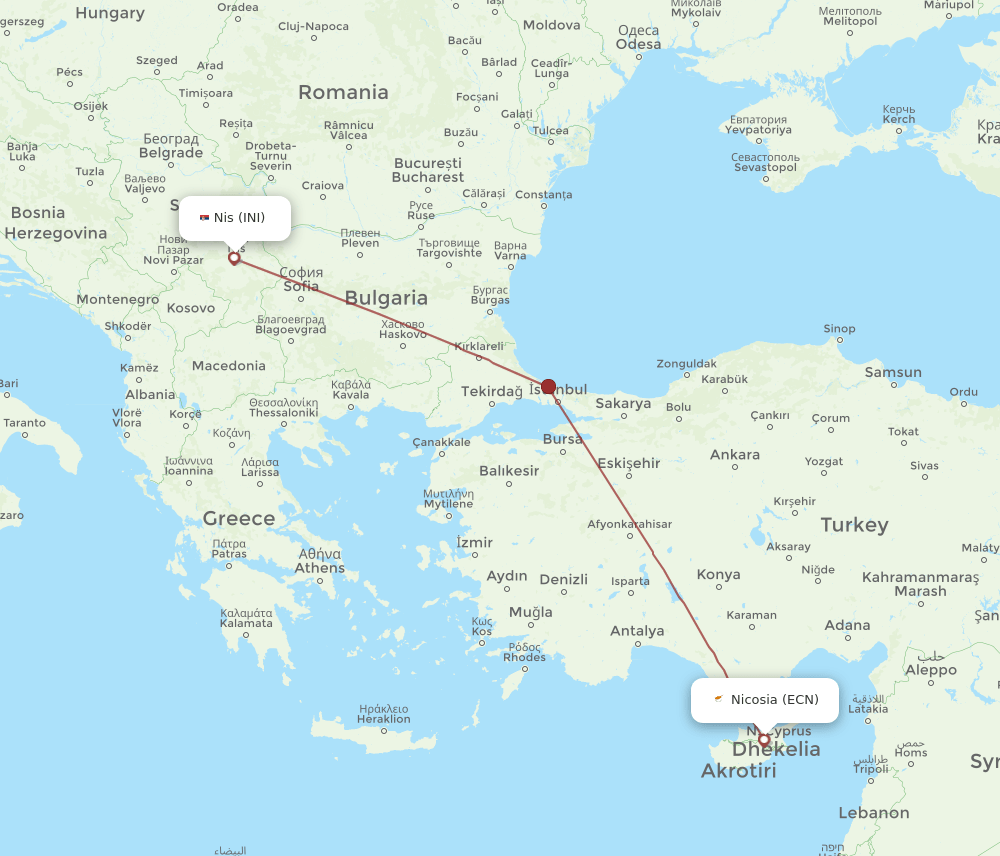 ECN-INI flight routes