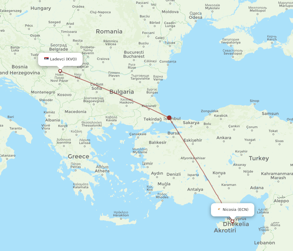 ECN-KVO flight routes