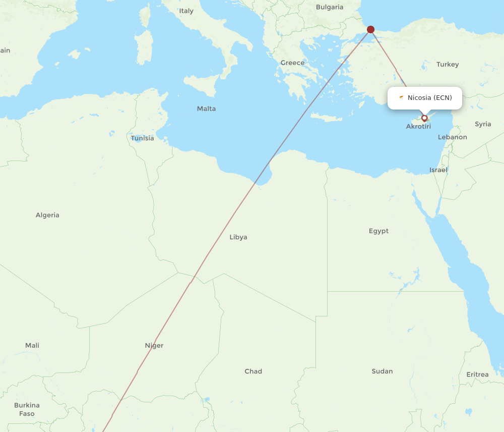ECN-LOS flight routes
