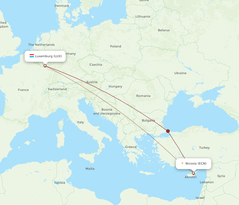 ECN-LUX flight routes