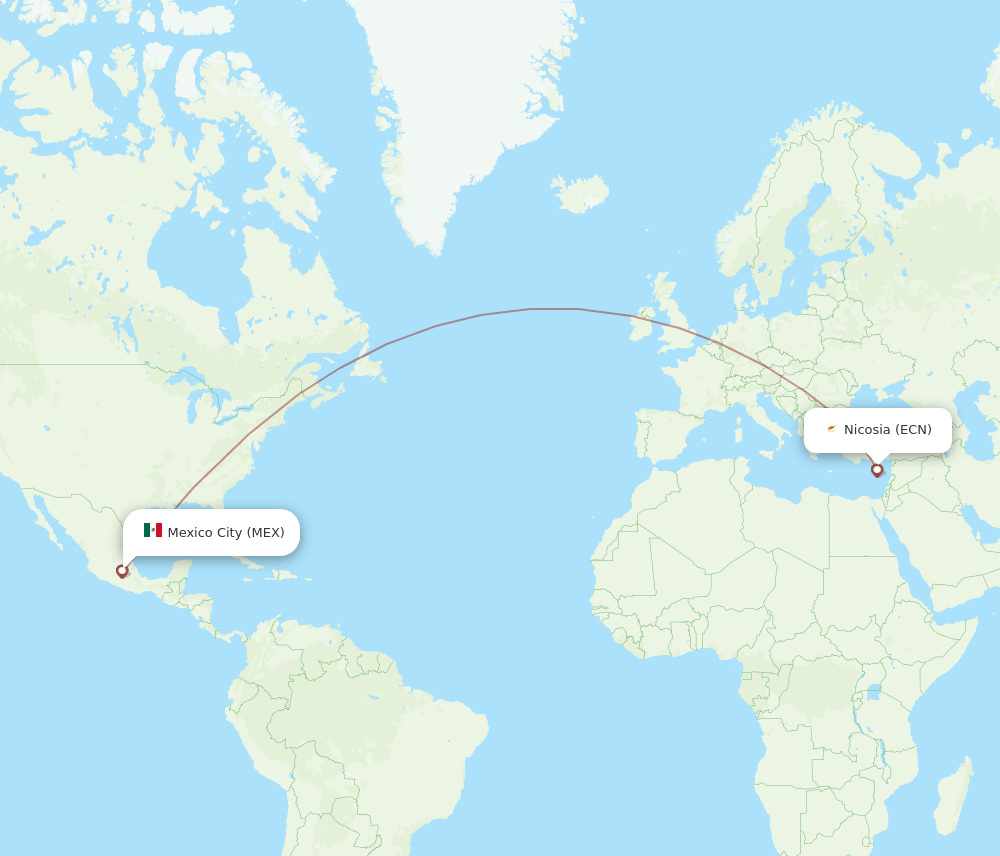 ECN-MEX flight routes