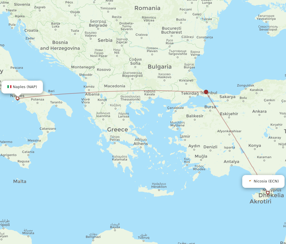 ECN-NAP flight routes