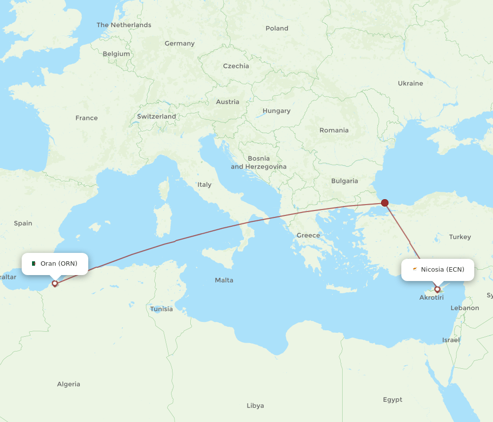 ECN-ORN flight routes