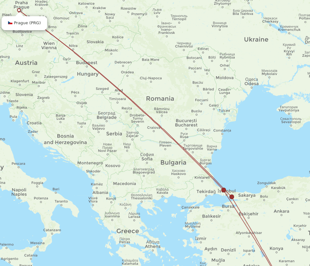 ECN-PRG flight routes