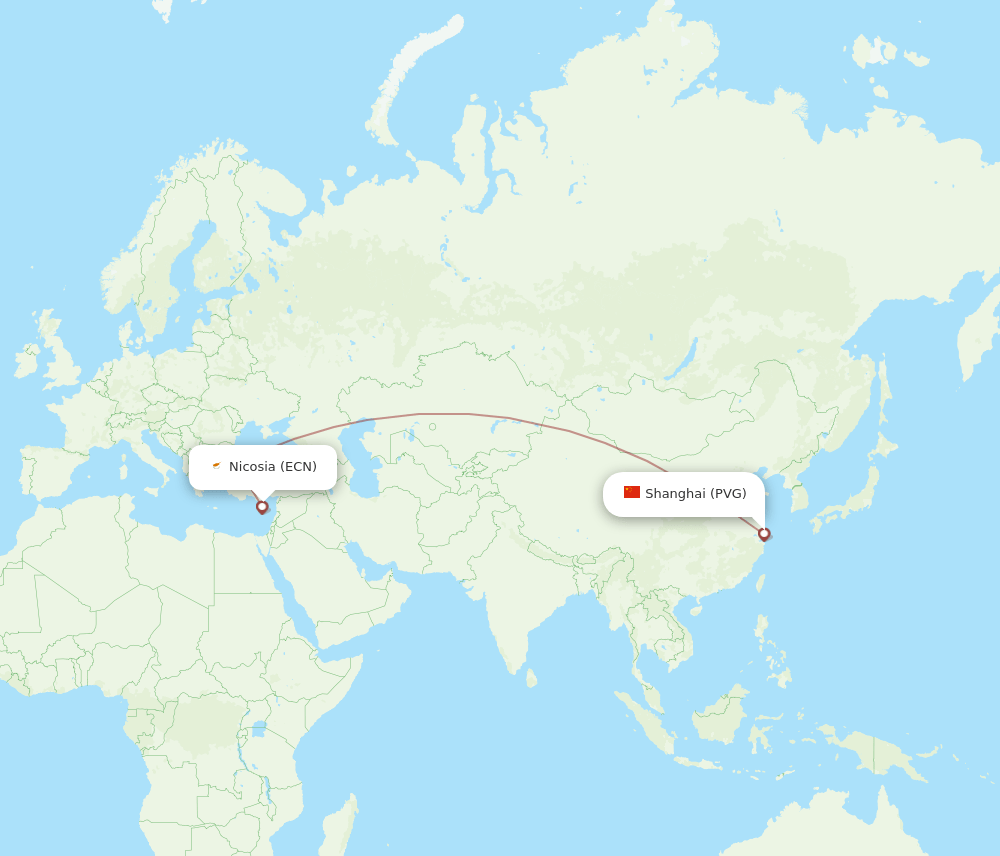 ECN-PVG flight routes