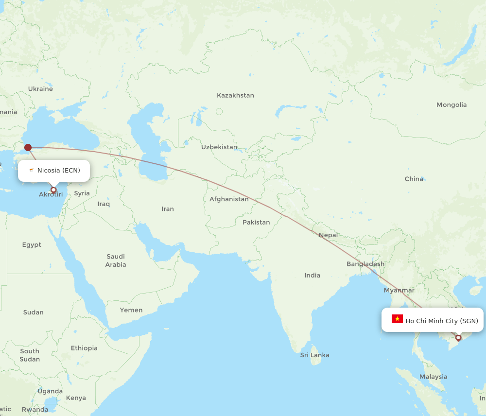 ECN-SGN flight routes