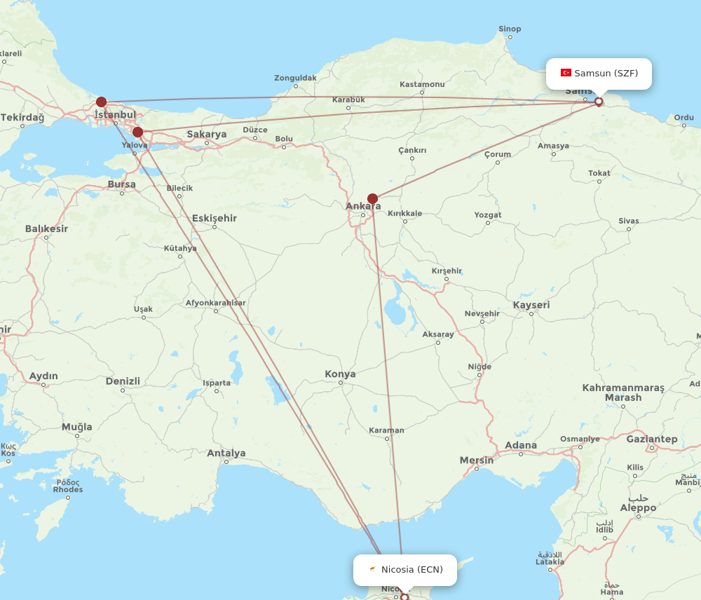 ECN to SZF flights and routes map