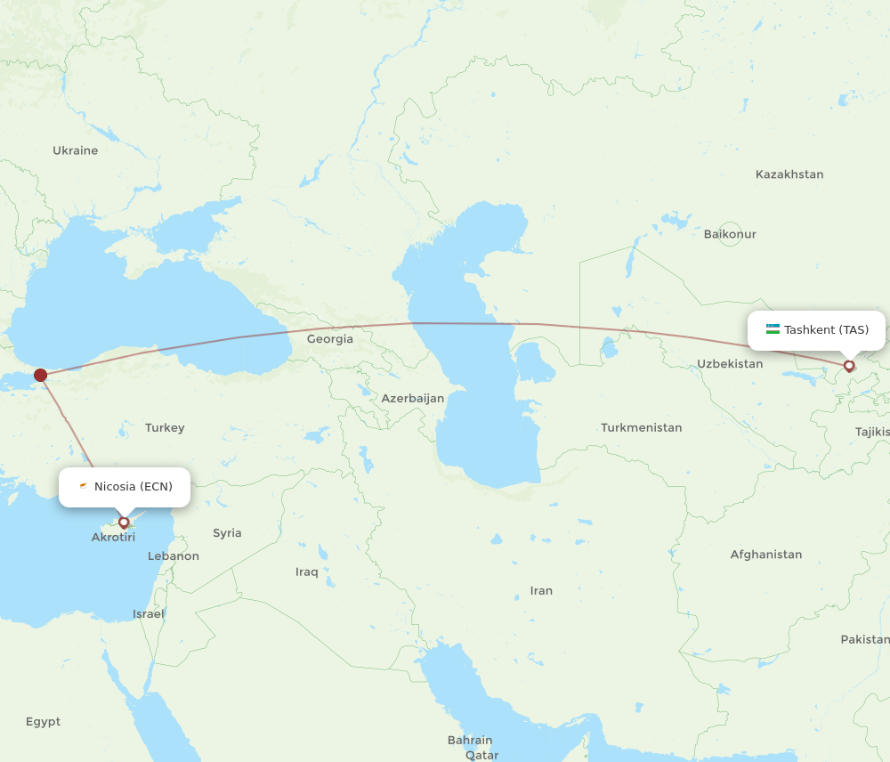 ECN-TAS flight routes