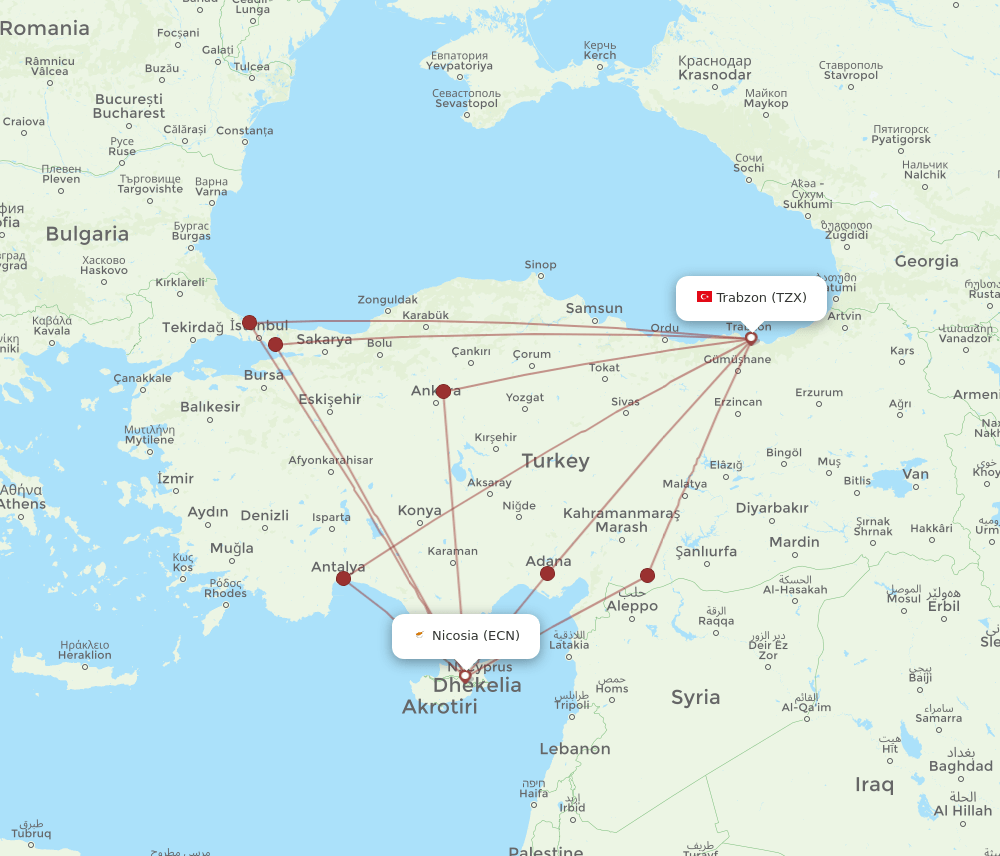 ECN-TZX flight routes
