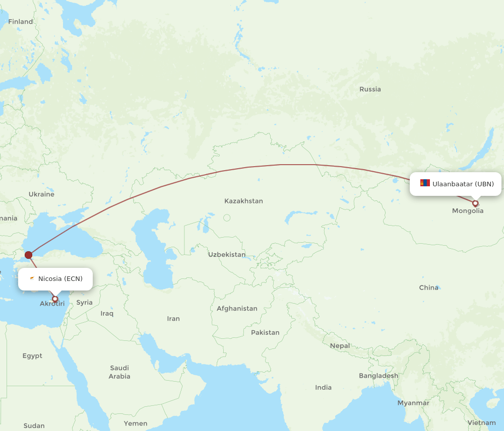 ECN-UBN flight routes