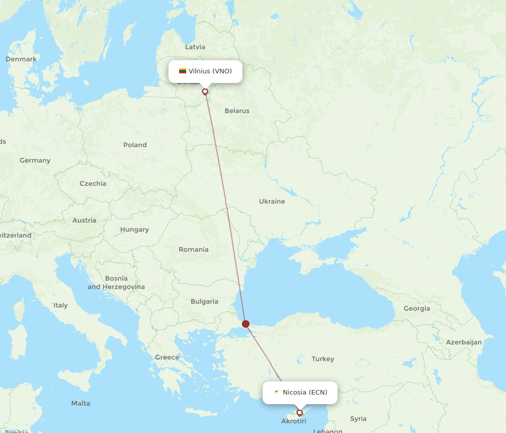 ECN-VNO flight routes