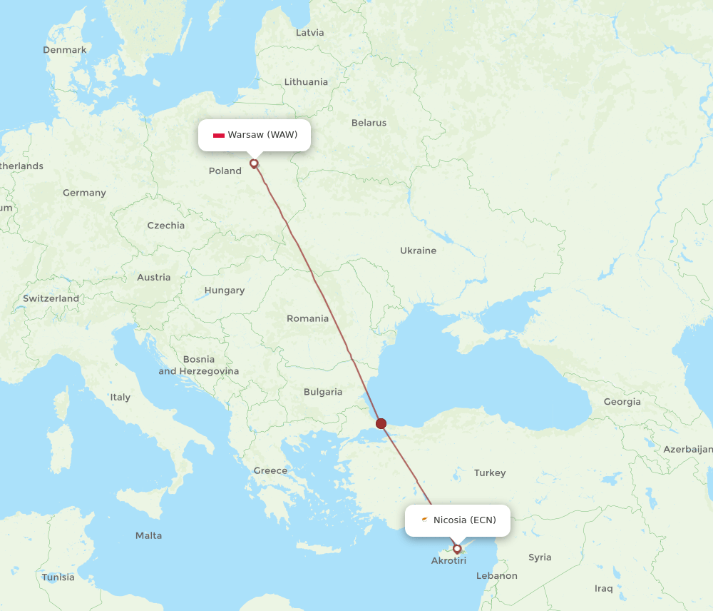 ECN to WAW flights and routes map