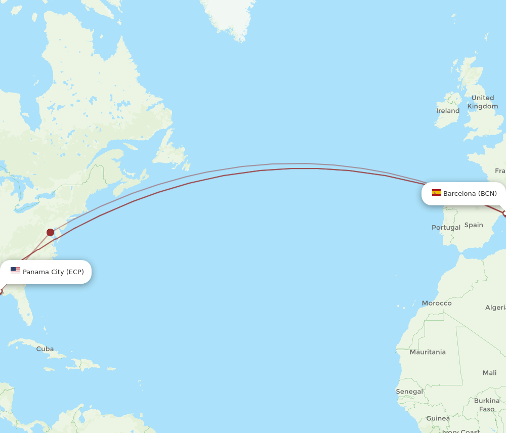 ECP-BCN flight routes