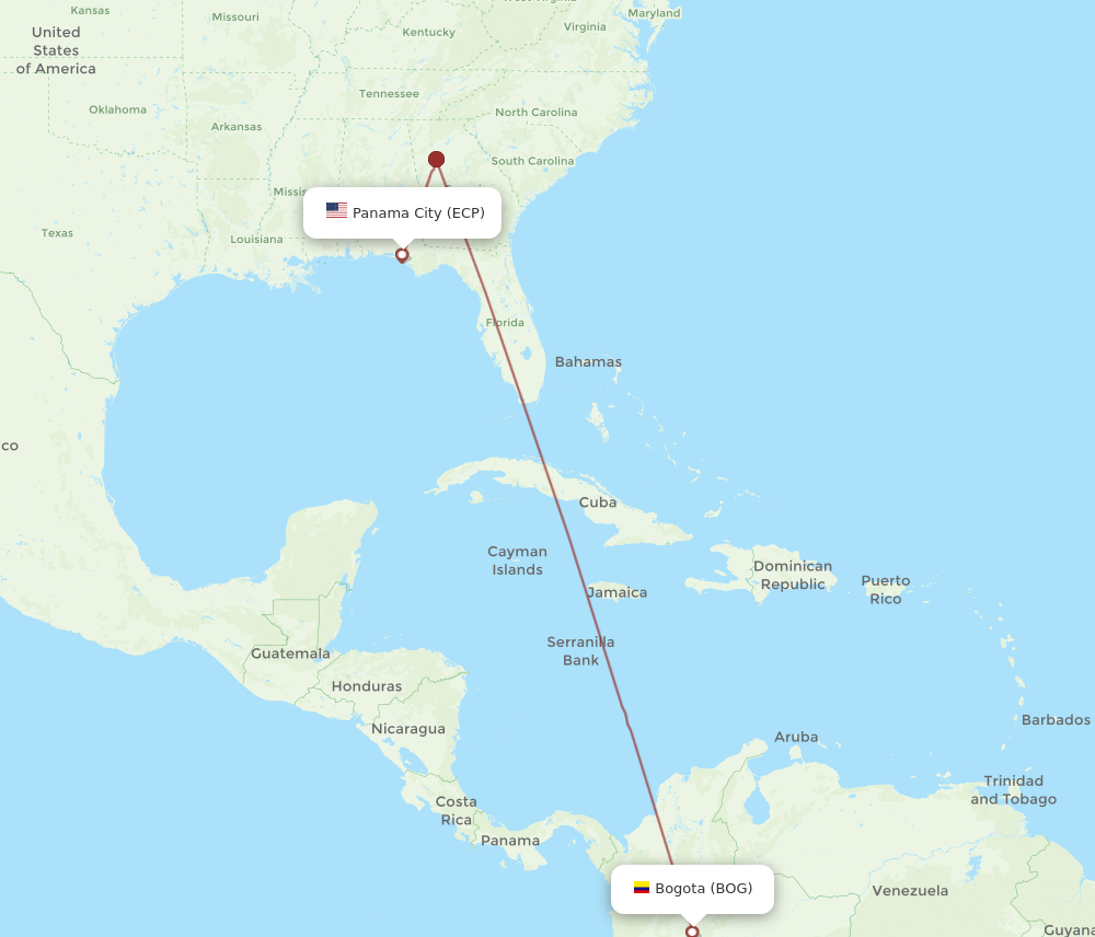 ECP-BOG flight routes