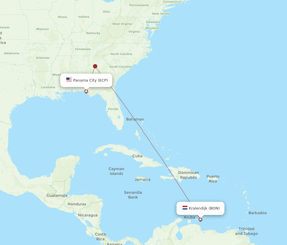 ECP-BON flight routes