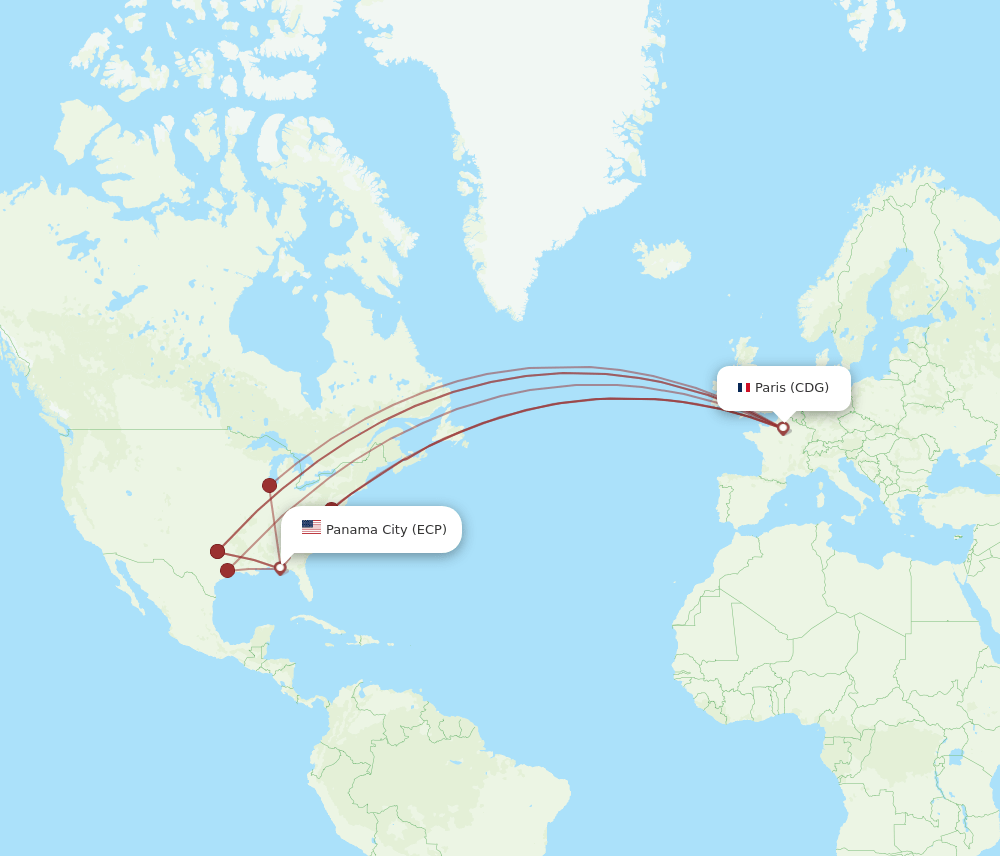 ECP to CDG flights and routes map