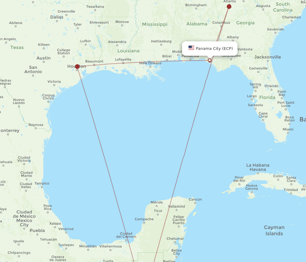 ECP-GUA flight routes