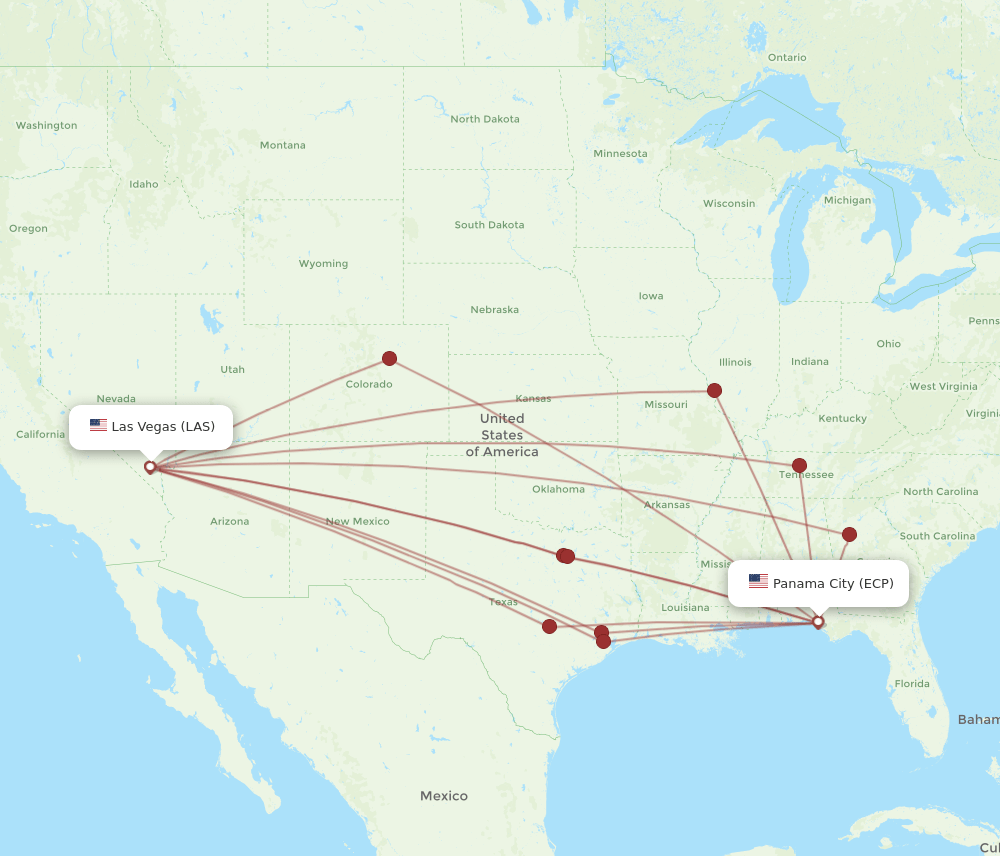 ECP-LAS flight routes
