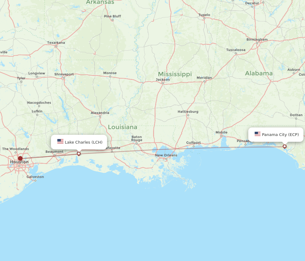 ECP-LCH flight routes