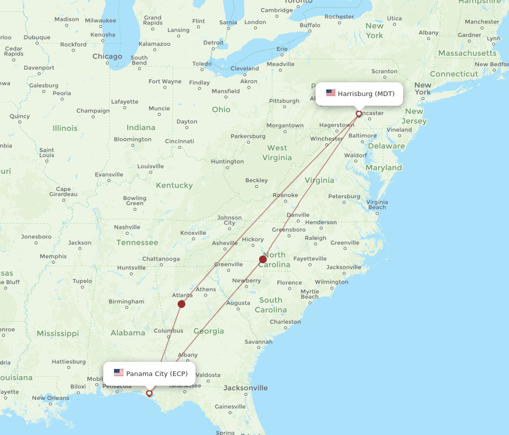 ECP-MDT flight routes