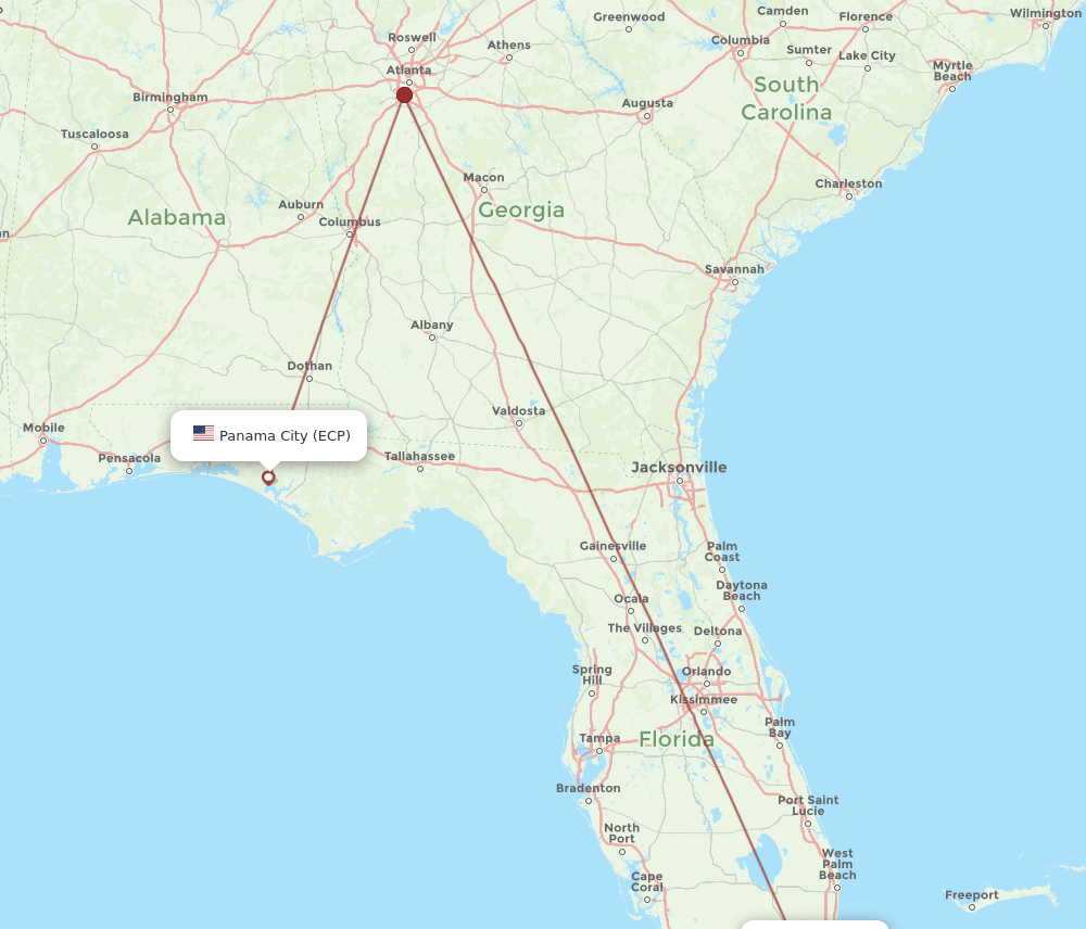 ECP-MIA flight routes
