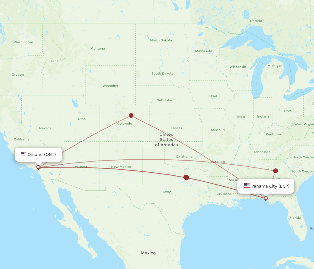 ECP-ONT flight routes