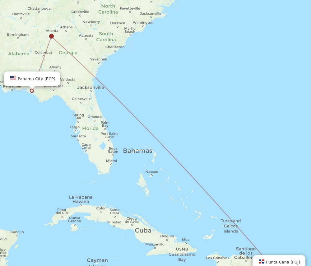 ECP-PUJ flight routes