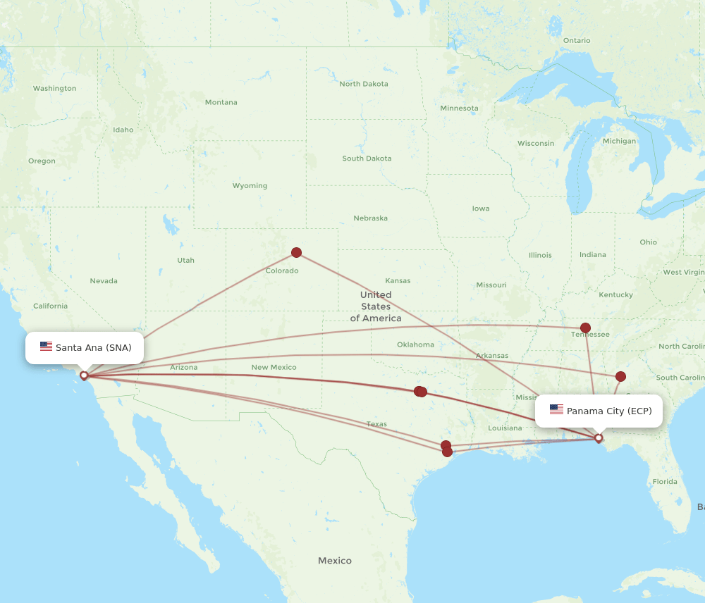 ECP-SNA flight routes