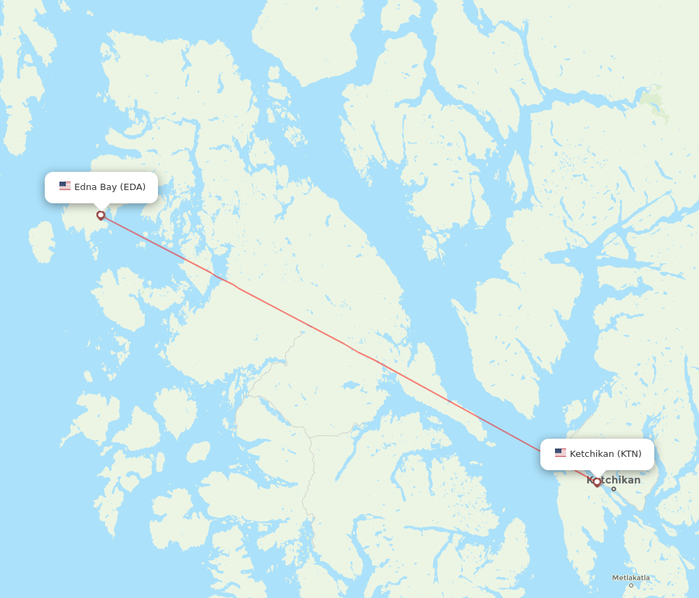 EDA to KTN flights and routes map