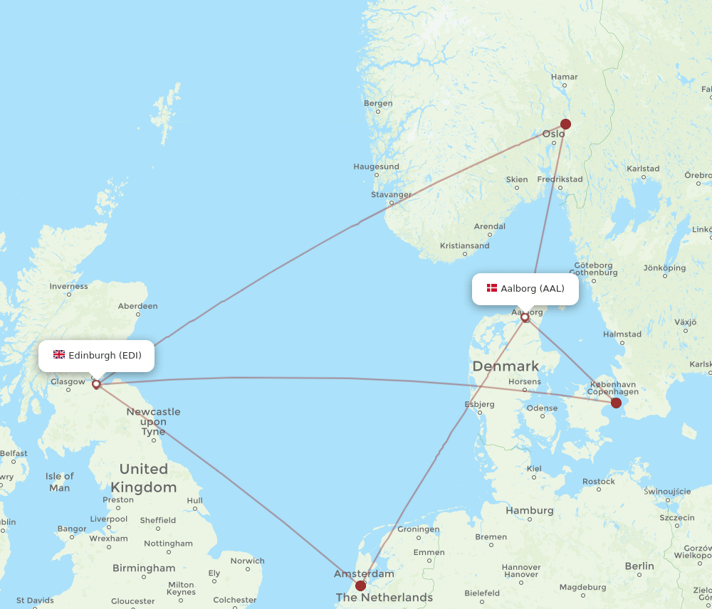 EDI-AAL flight routes