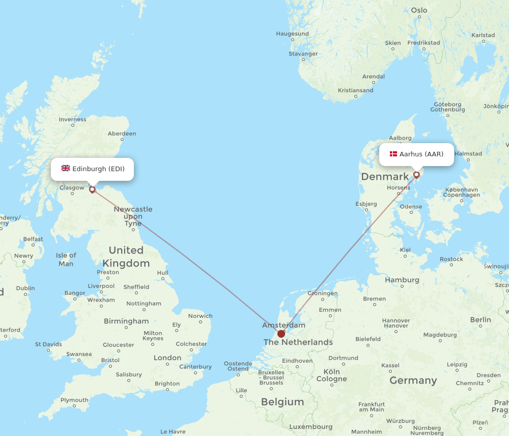 EDI-AAR flight routes