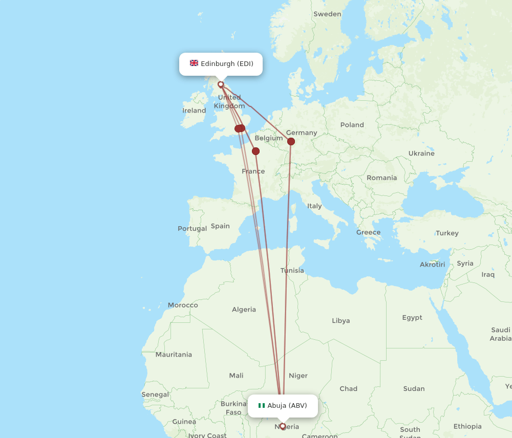 EDI-ABV flight routes