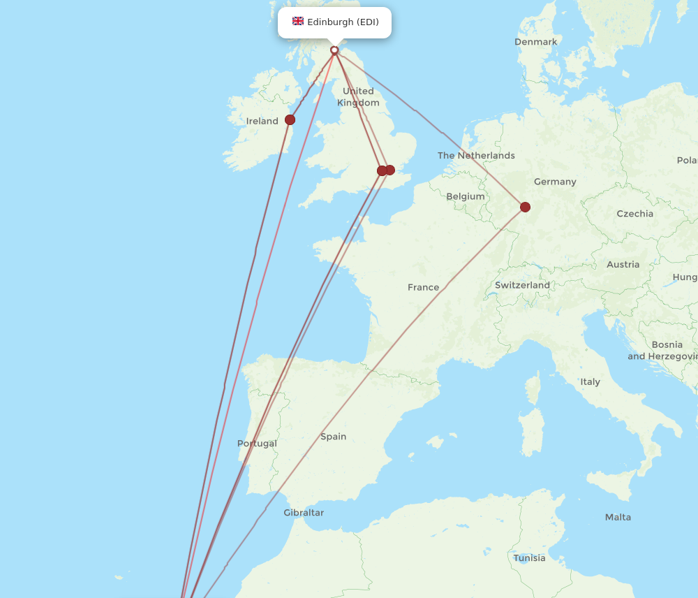 EDI to ACE flights and routes map