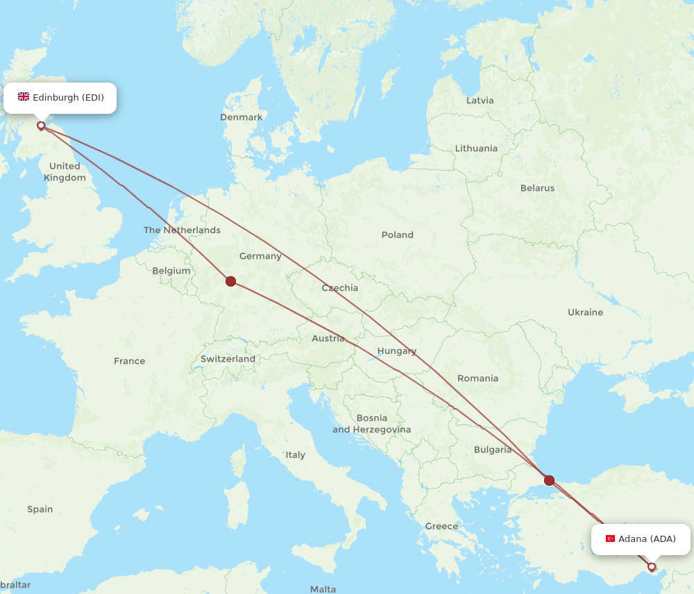 EDI to ADA flights and routes map