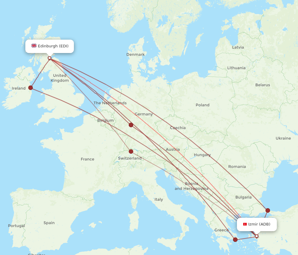 EDI to ADB flights and routes map