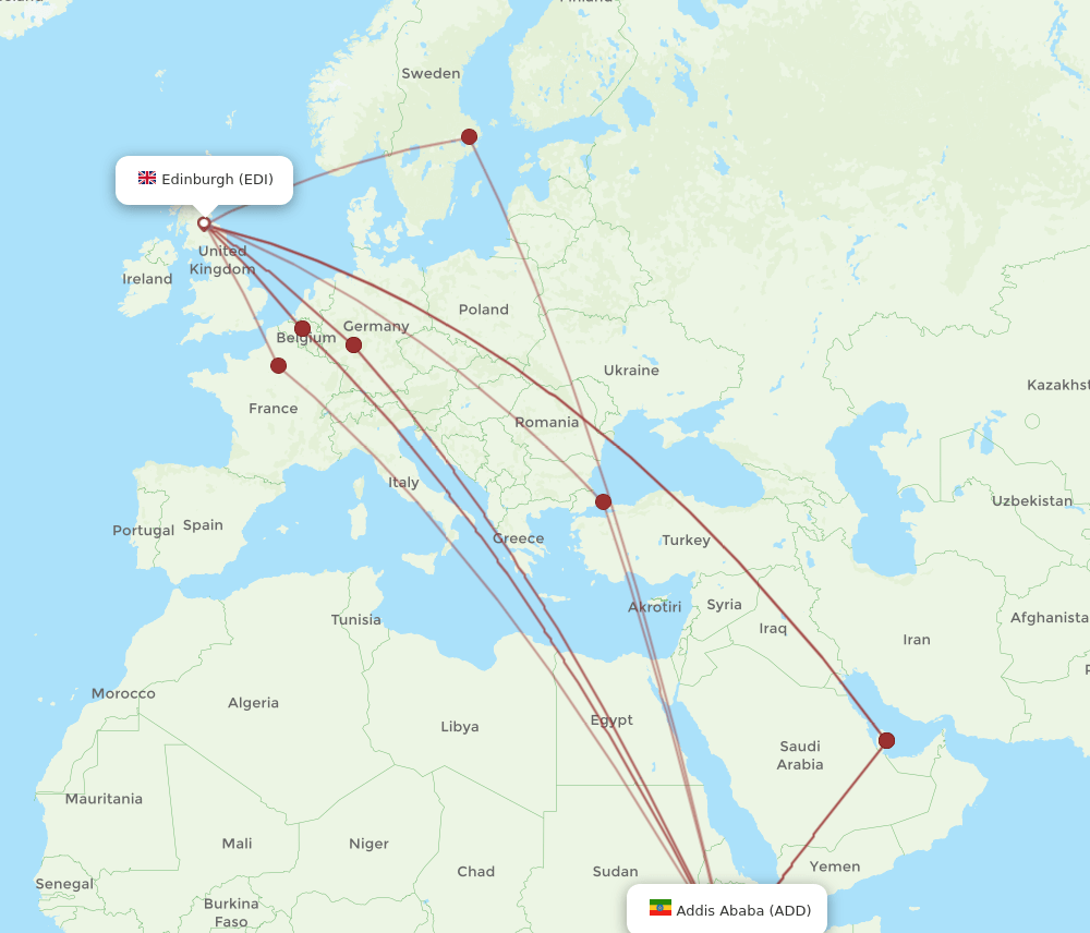 EDI-ADD flight routes