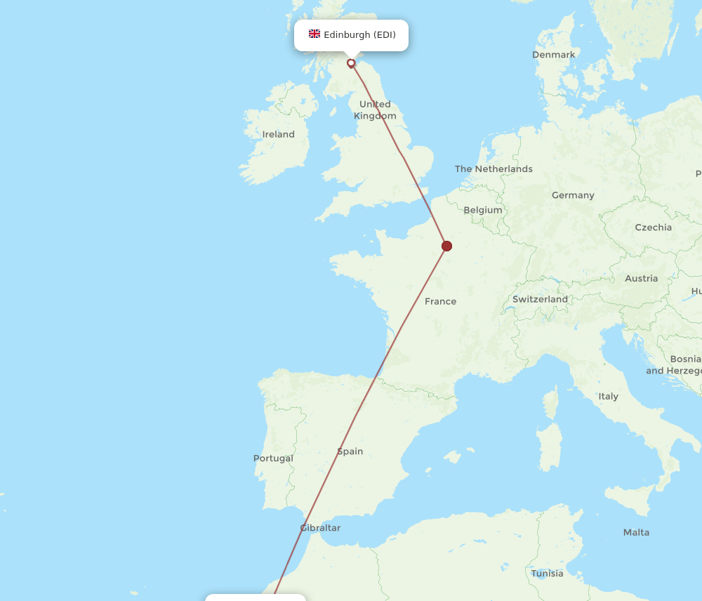 EDI-AGA flight routes