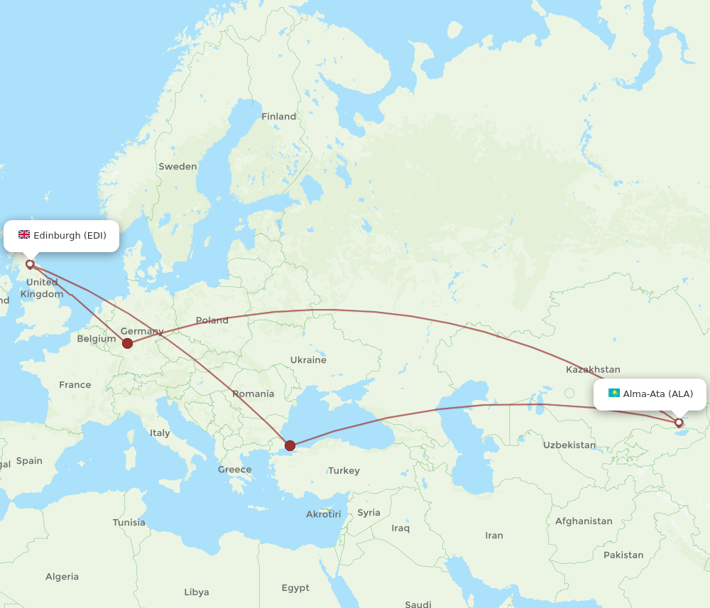 EDI-ALA flight routes