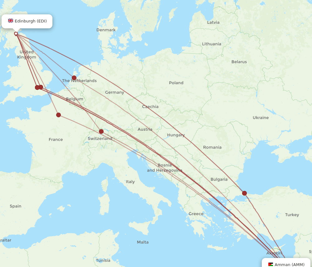 EDI-AMM flight routes