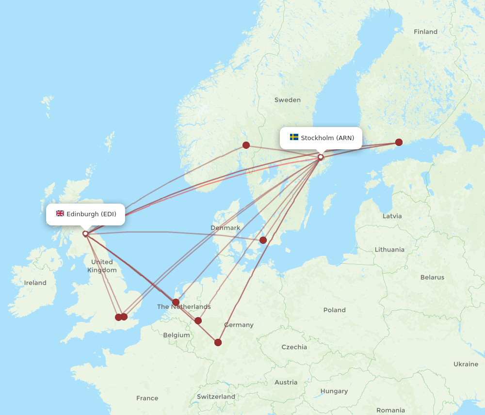 EDI to ARN flights and routes map